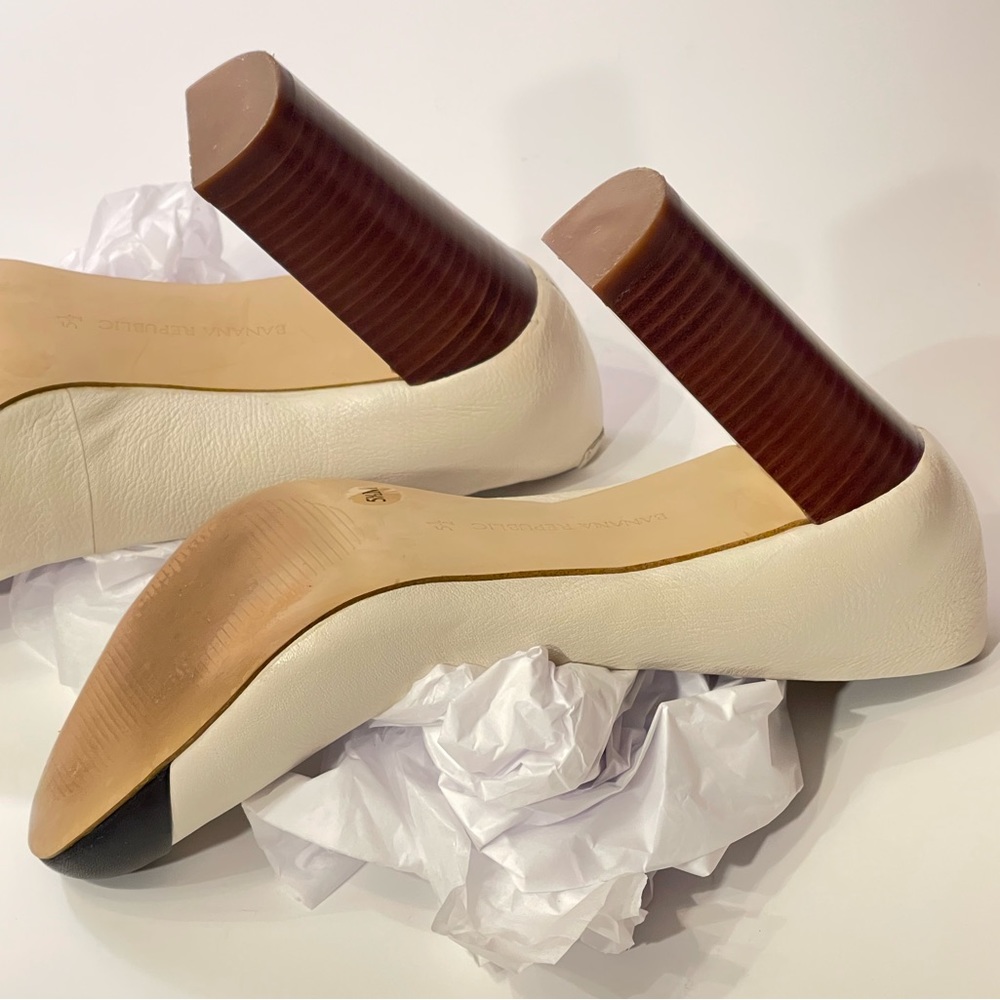 Banana Republic Kiley Cream & Black Colorblock Leather Heels - Size 5.5 ✨ - Picture 5 of 11